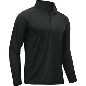 🆕Men's Black Polyester Rash Guard Swim Shirt Long Sleeve UPF 50 Sun Protection